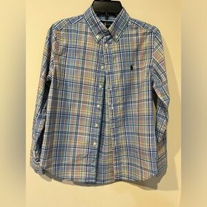 Boys Ralph Lauren Plaid Cotton Dress Shirt; Size medium 10/12